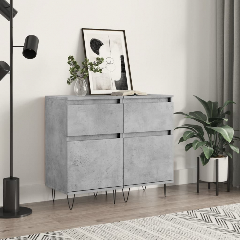 Sideboards 2 Stk. Betongrau 40x35x70 cm Holzwerkstoff