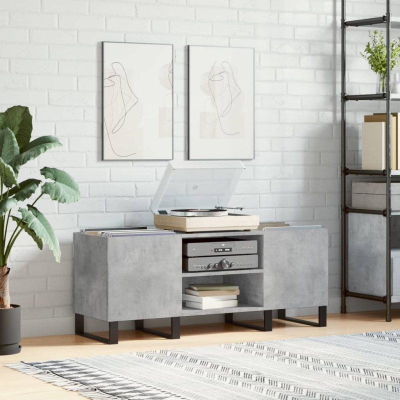 Plattenschrank Betongrau 121x38x48 cm Holzwerkstoff