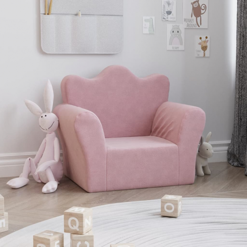 Kindersofa Rosa Weich Plüsch