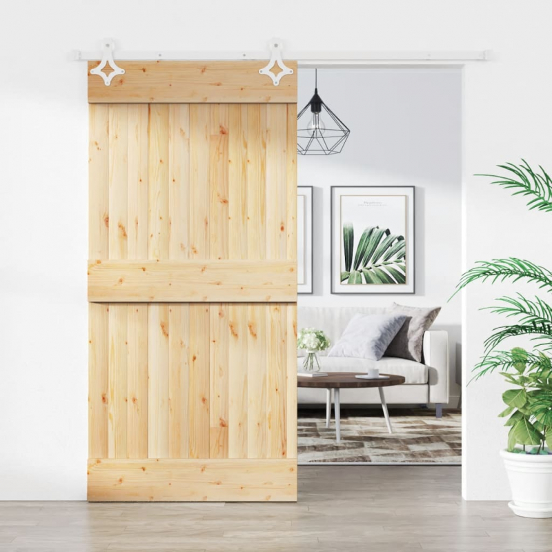 Schiebetür mit Beschlag 100x210 cm Massivholz Kiefer