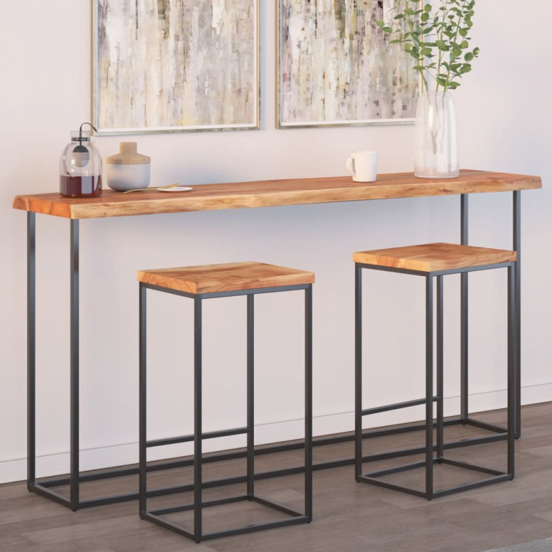 Tischplatte 160x40x2,5cm Rechteckig Massivholz Akazie Baumkante