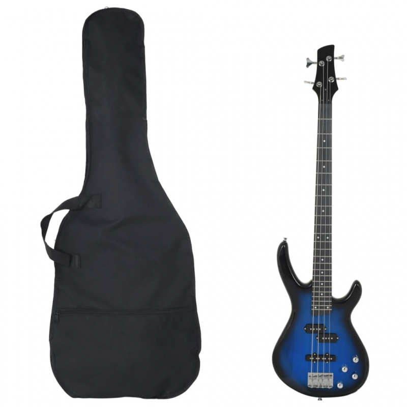 E-Bass für Anfänger mit Tasche Blau und Schwarz 4/4 46