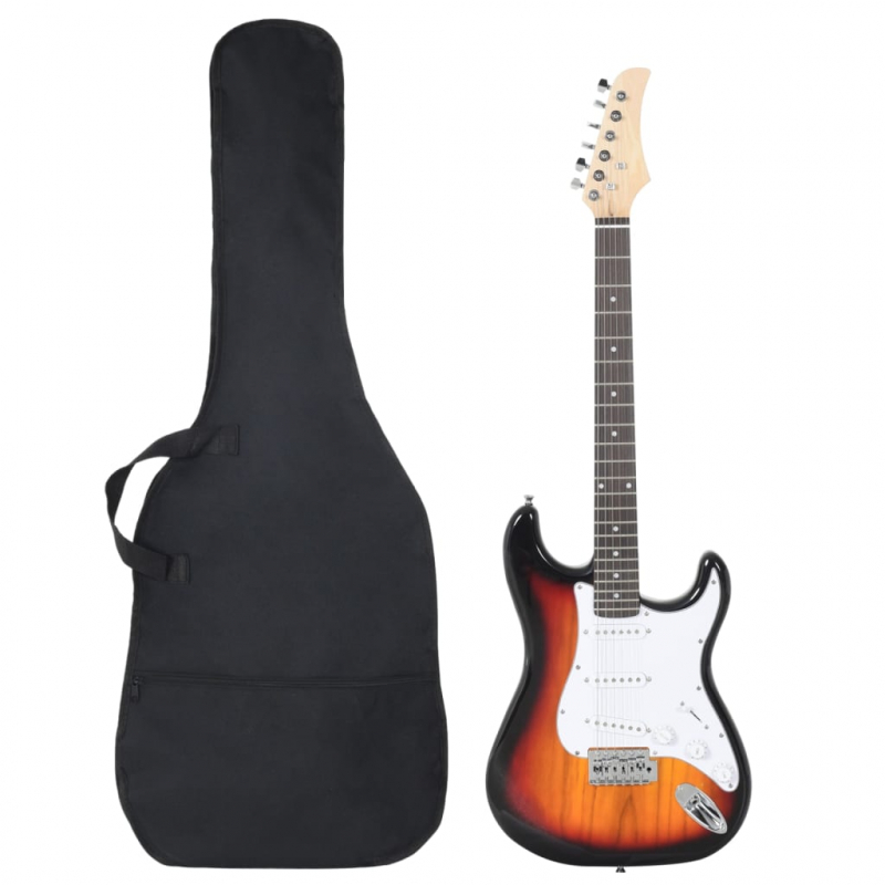 E-Gitarre für Anfänger mit Tasche Braun und Weiß 4/4 39