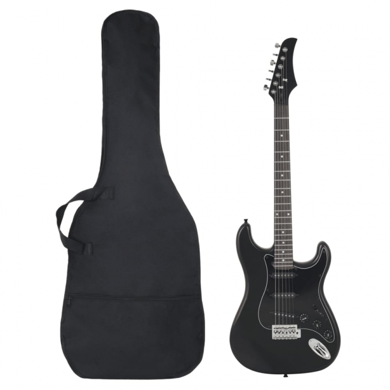 E-Gitarre für Anfänger mit Tasche Schwarz 4/4 39