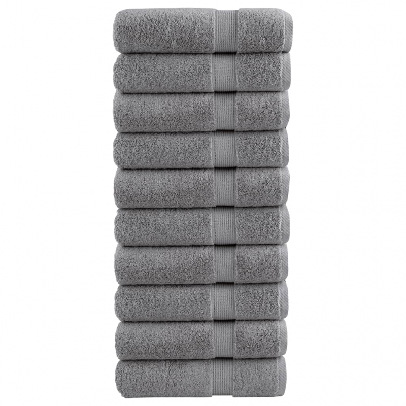 Premium-Handtücher SOLUND 10 Stk. Grau 50x100 cm 600 g/m²