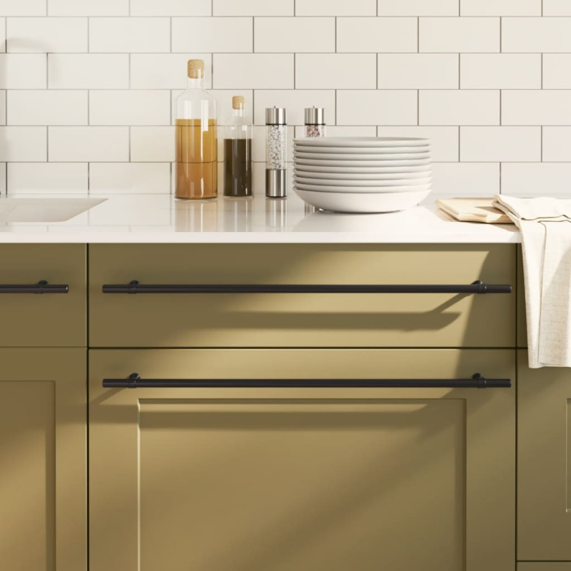 Möbelgriffe 10 Stk. Schwarz 480 mm Edelstahl