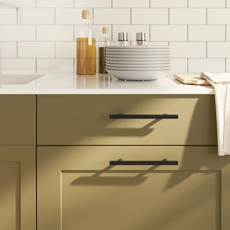 Möbelgriffe 10 Stk. Schwarz 128 mm Edelstahl