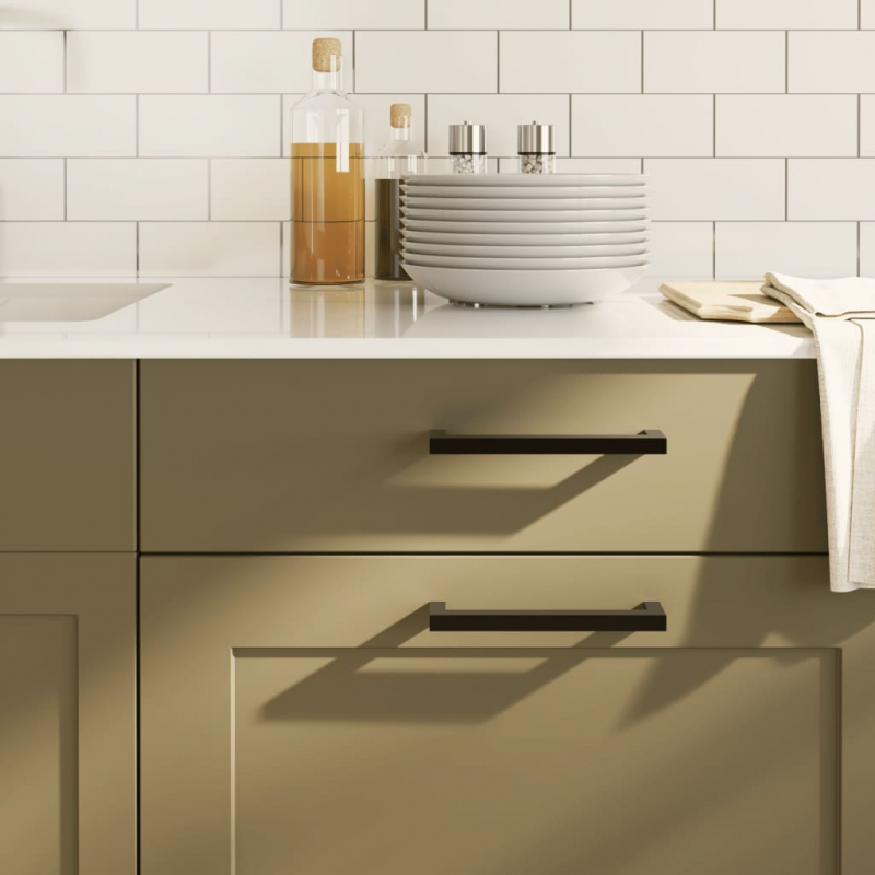 Möbelgriffe 10 Stk. Schwarz 128 mm Edelstahl