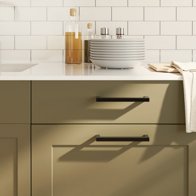 Möbelgriffe 10 Stk. Schwarz 160 mm Edelstahl