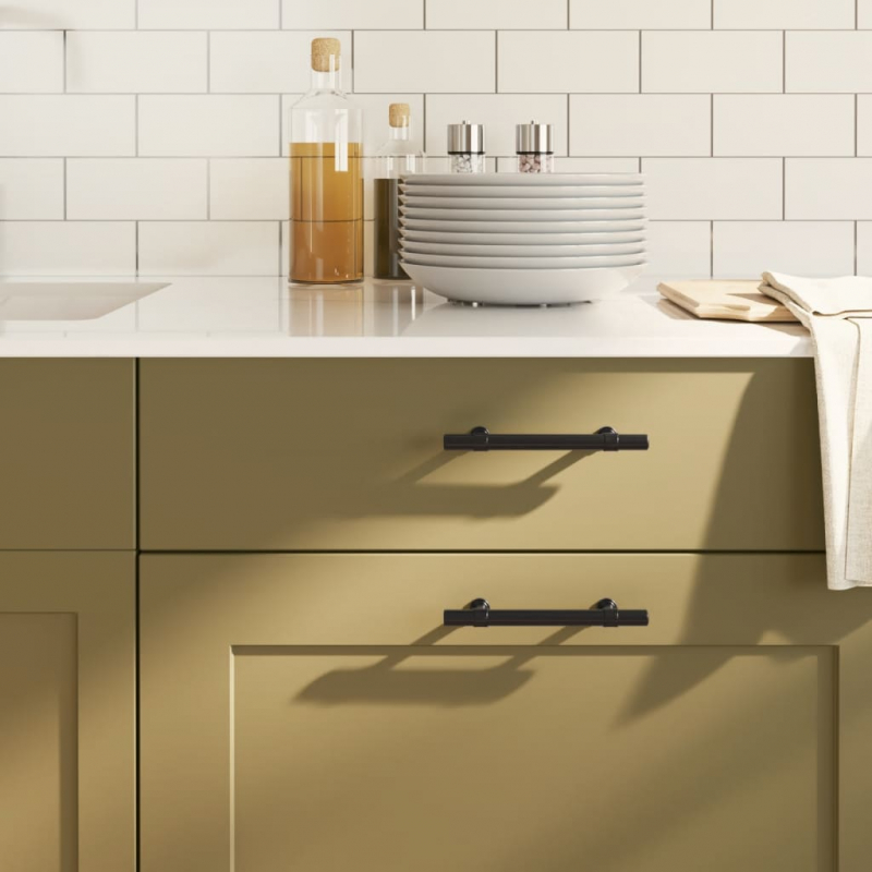 Möbelgriffe 10 Stk. Schwarz 96 mm Edelstahl