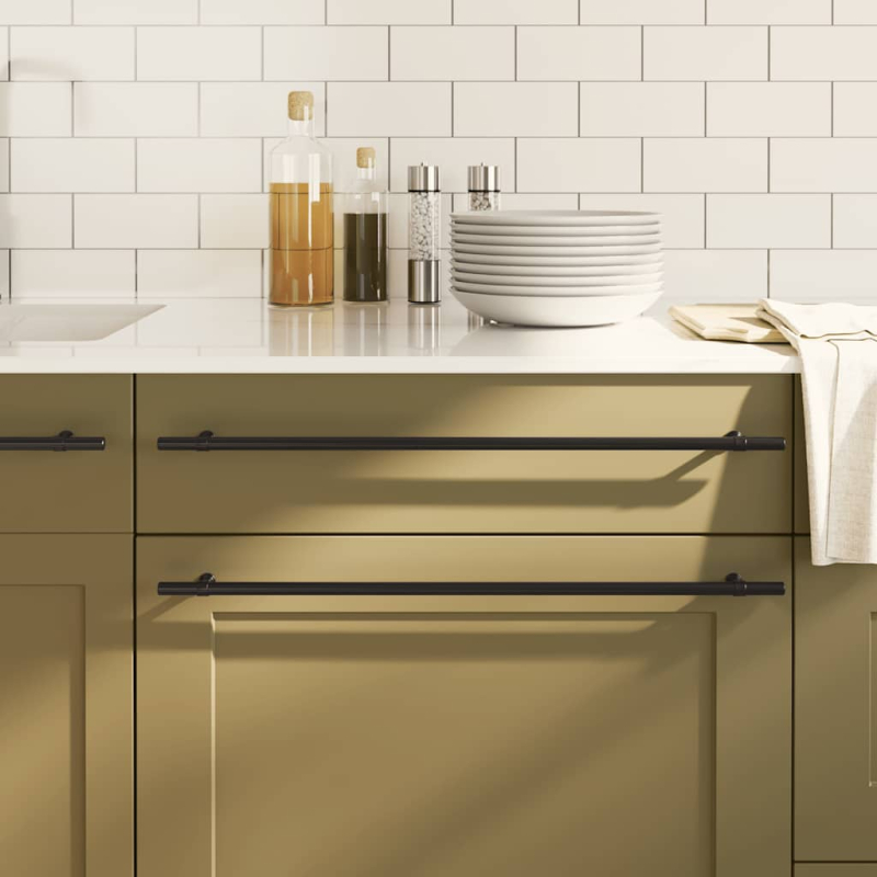 Möbelgriffe 5 Stk. Schwarz 480 mm Edelstahl