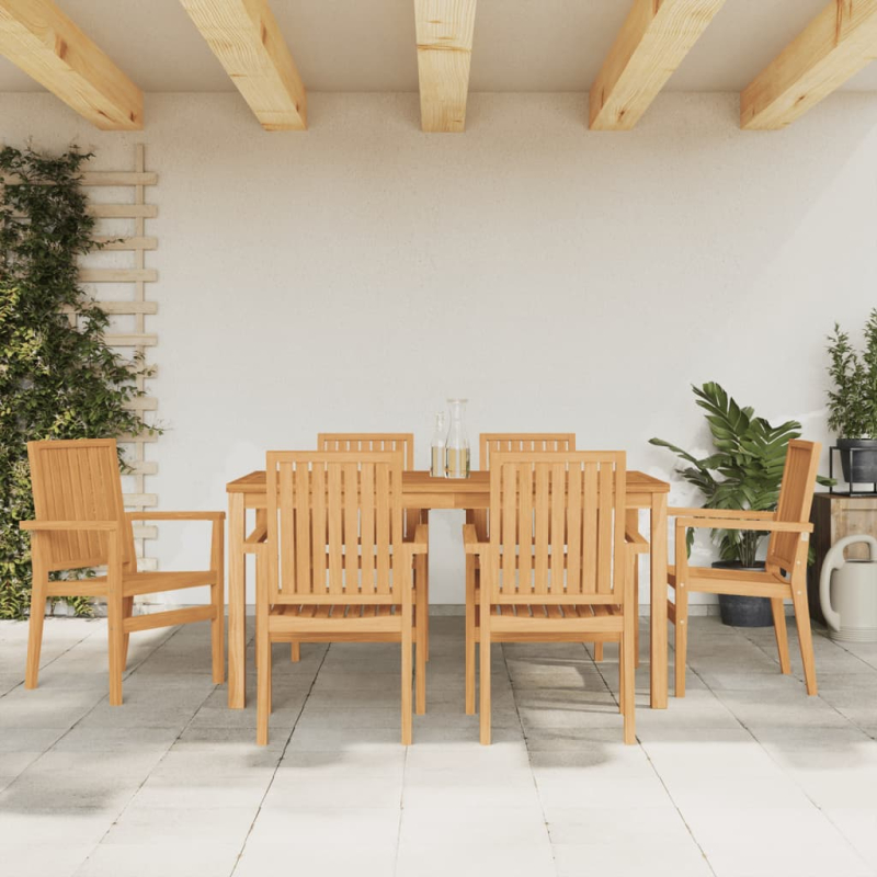 Gartenstühle 6 Stk. Stapelbar 56,5x57,5x91 cm Massivholz Teak