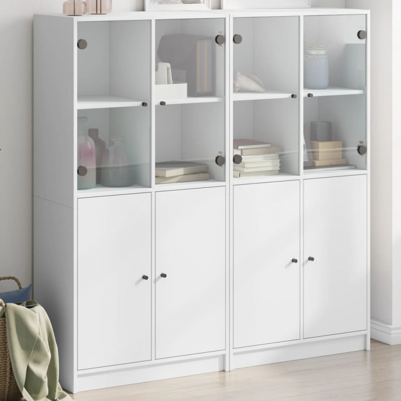 Bücherschrank mit Türen Weiß 136x37x142 cm Holzwerkstoff