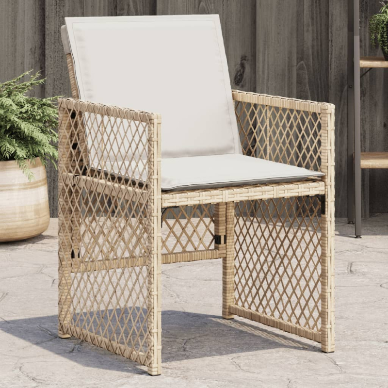 Gartenstühle mit Kissen 4 Stk. Beige Poly Rattan