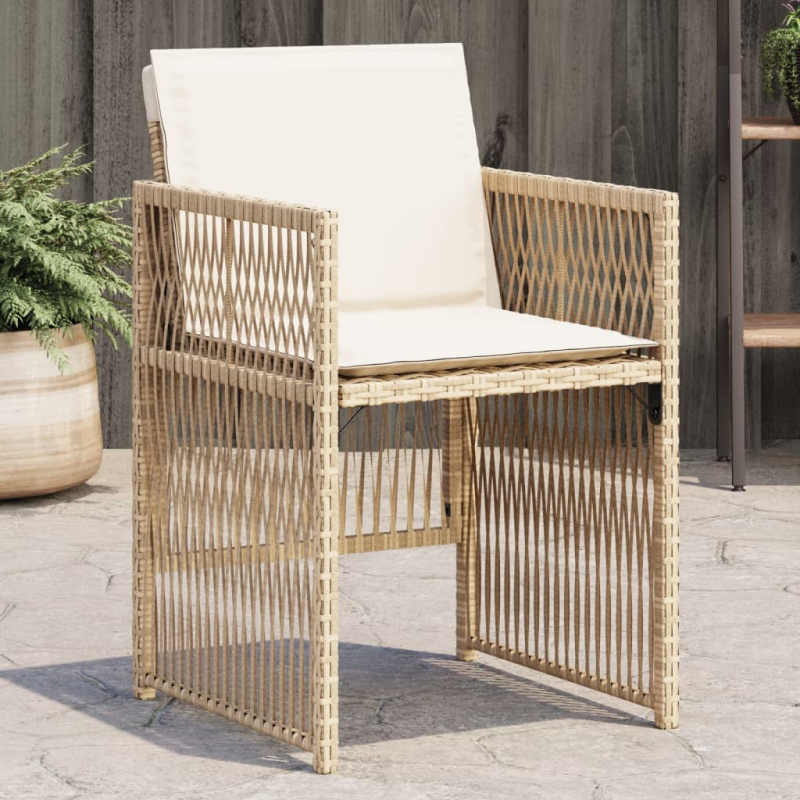 Gartenstühle mit Kissen 4 Stk. Beige Poly Rattan