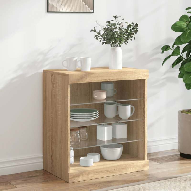 Sideboard mit LED-Leuchten Sonoma-Eiche 60,5x37x67 cm