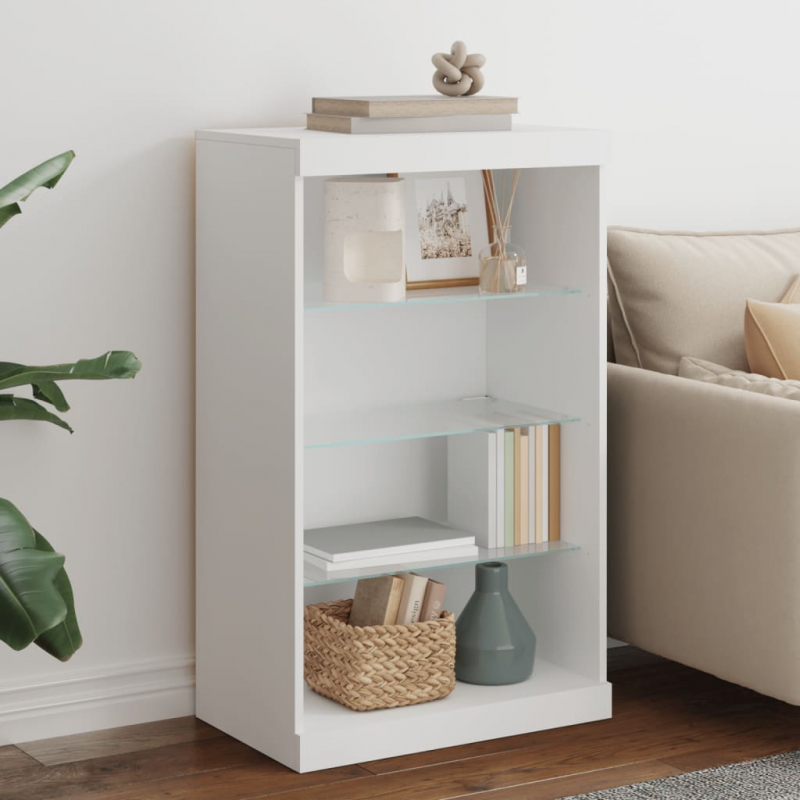 Sideboard mit LED-Leuchten Weiß 60,5x37x100 cm