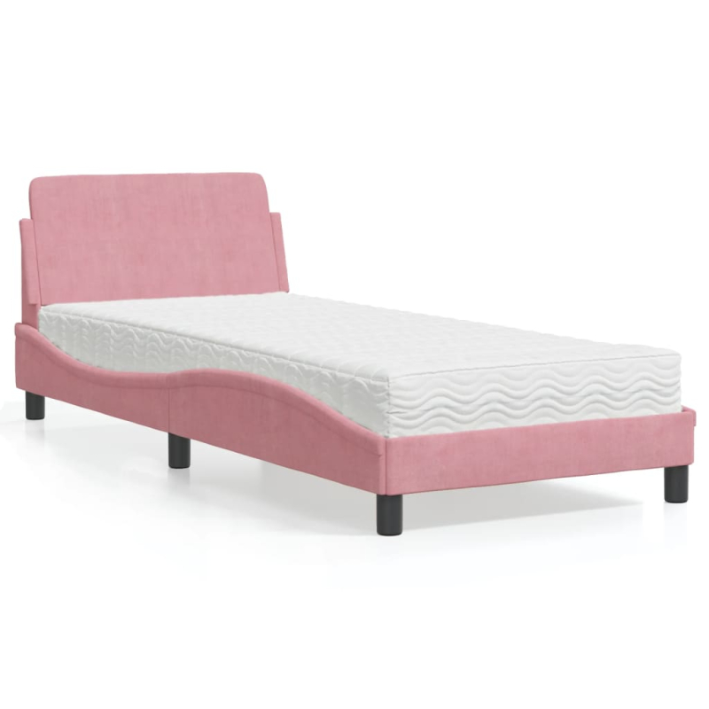 Bett mit Matratze Rosa 80x200 cm Samt