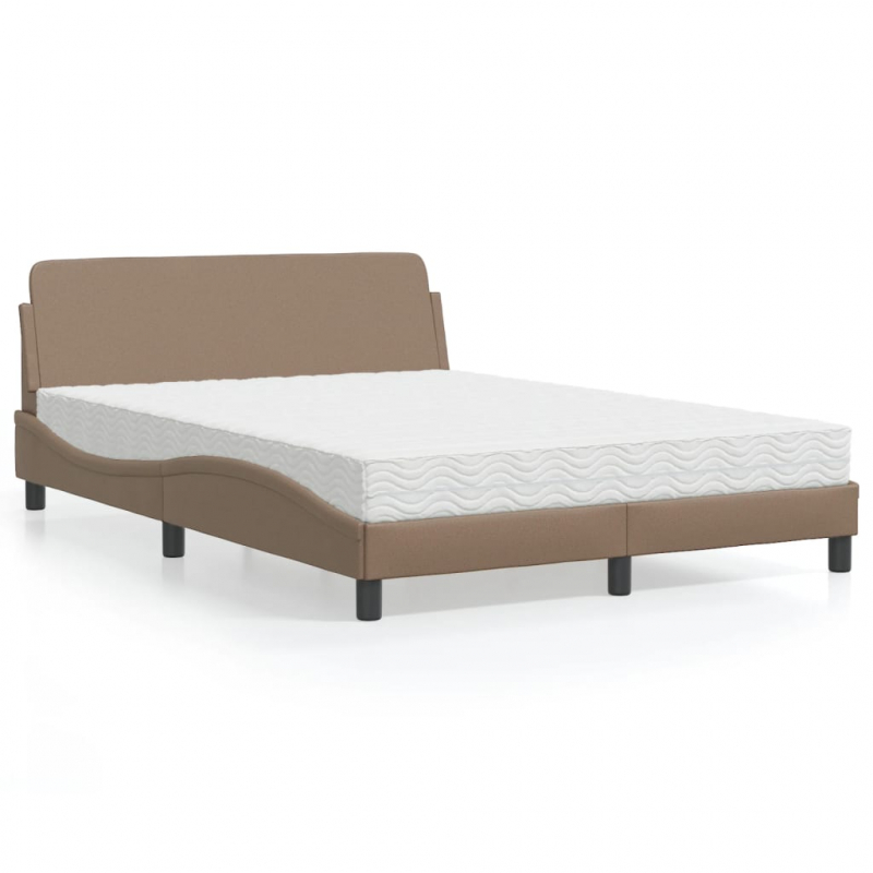 Bett mit Matratze Cappuccino-Braun 140x190 cm Kunstleder