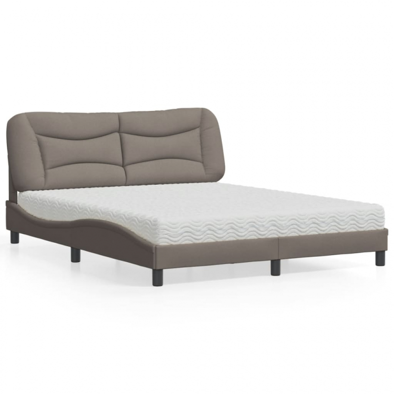 Bett mit Matratze Taupe 160x200 cm Stoff
