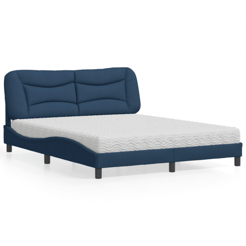 Bett mit Matratze Blau 160x200 cm Stoff