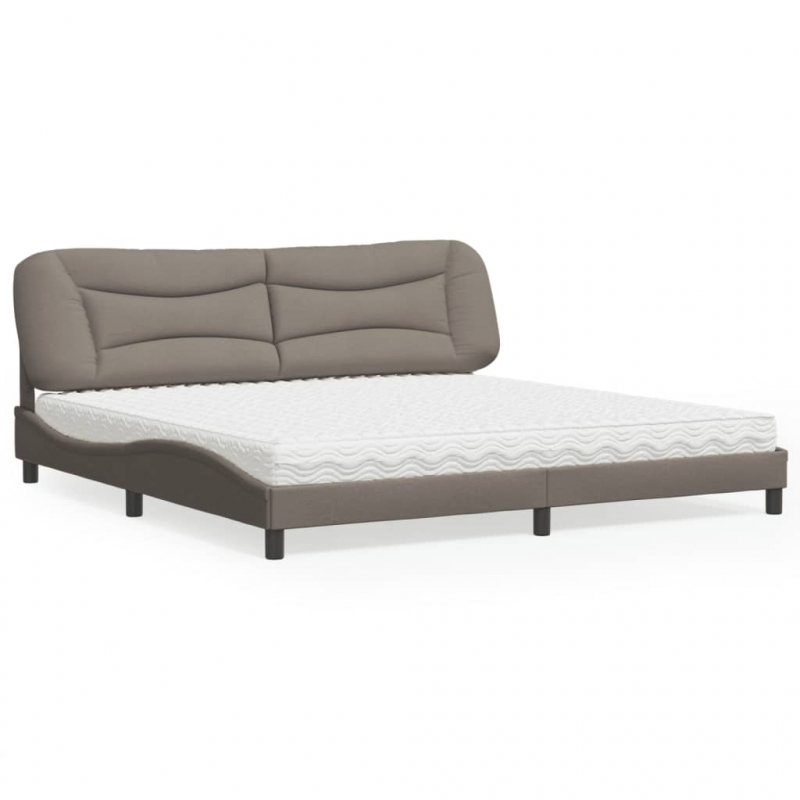 Bett mit Matratze Taupe 200x200 cm Stoff