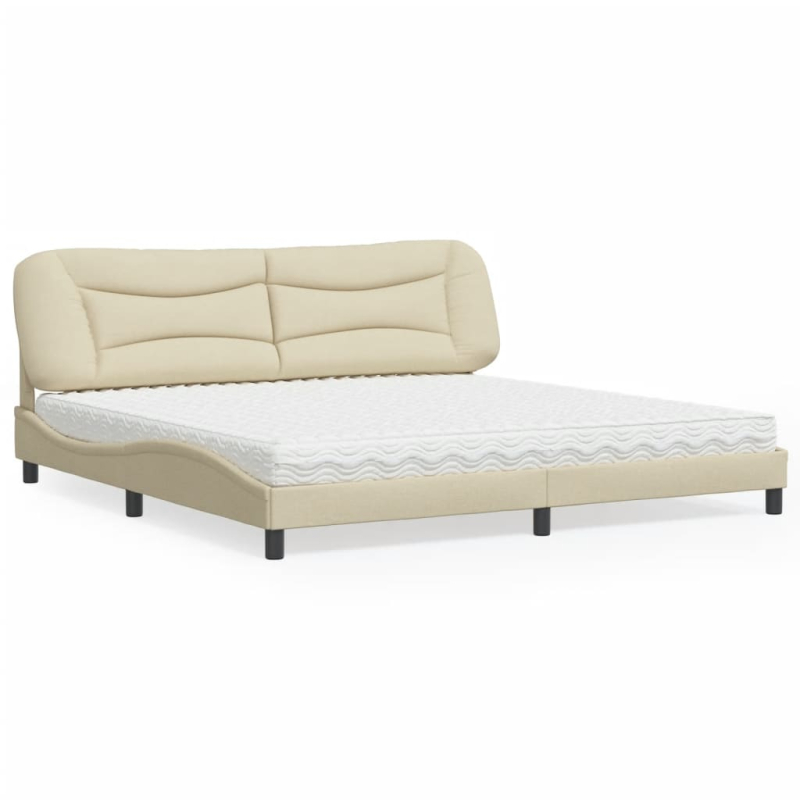 Bett mit Matratze Creme 200x200 cm Stoff