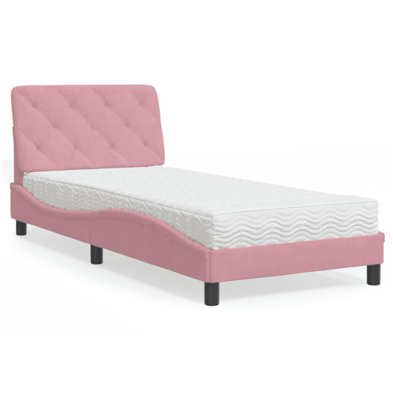 Bett mit Matratze Rosa 90x200 cm Samt