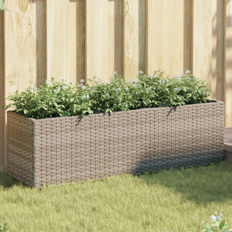 Pflanzkübel mit 3 Töpfen 2 Stk. Grau 105x30x32 cm Poly Rattan