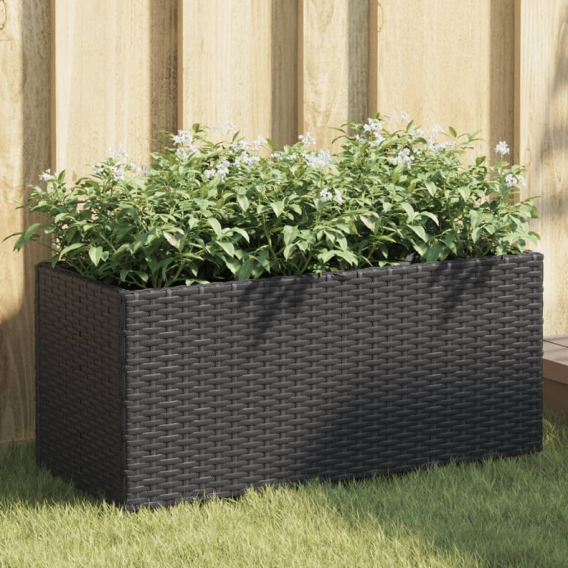 Hochbeet mit 2 Fächern Schwarz 72x30x32 cm Poly Rattan
