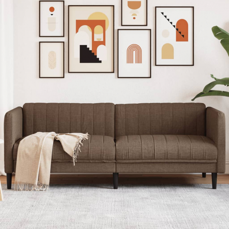 3-Sitzer Sofa Braun Kunstleder Wildleder-Optik