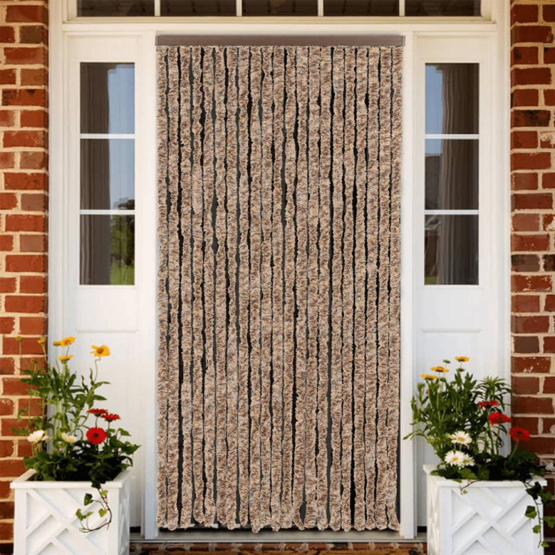 Fliegenvorhang Beige und Dunkelbraun 100x220 cm Chenille