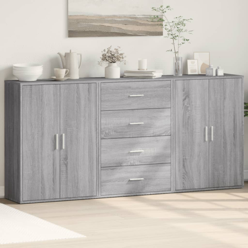 Sideboards 3 Stk. Grau Sonoma 60x31x84 cm Holzwerkstoff