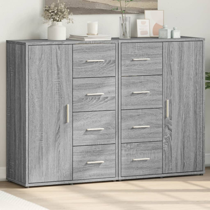 Sideboards 2 Stk. Grau Sonoma 60x31x84 cm Holzwerkstoff