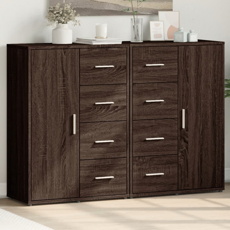 Sideboards 2 Stk. Braun Eichen-Optik 60x31x84 cm Holzwerkstoff