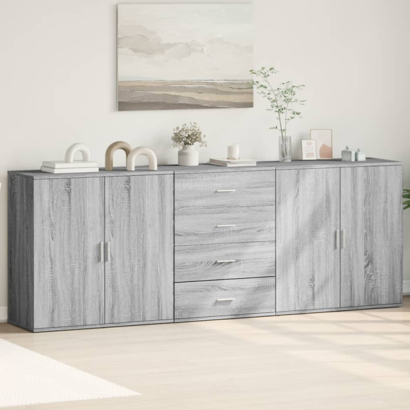 Sideboards 3 Stk. Grau Sonoma Holzwerkstoff