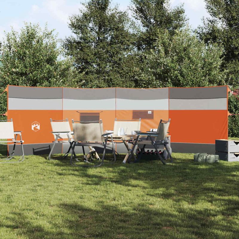 Camping-Windschutz Grau und Orange 510x153 cm Wasserdicht
