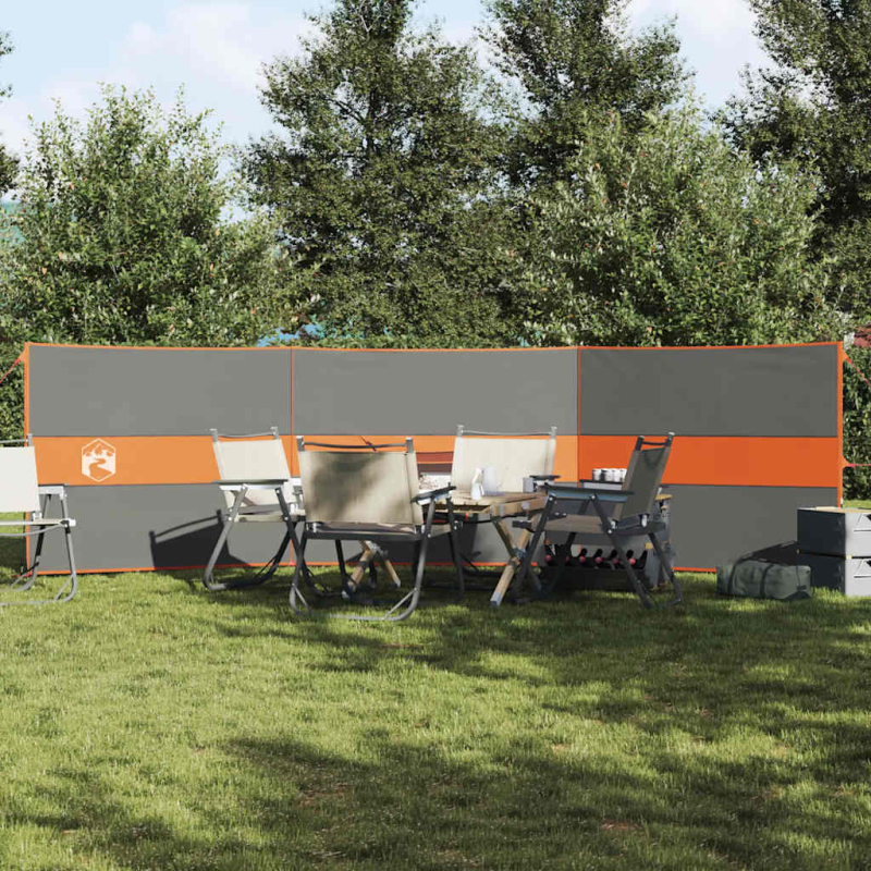 Camping-Windschutz Grau und Orange 490x123 cm Wasserdicht