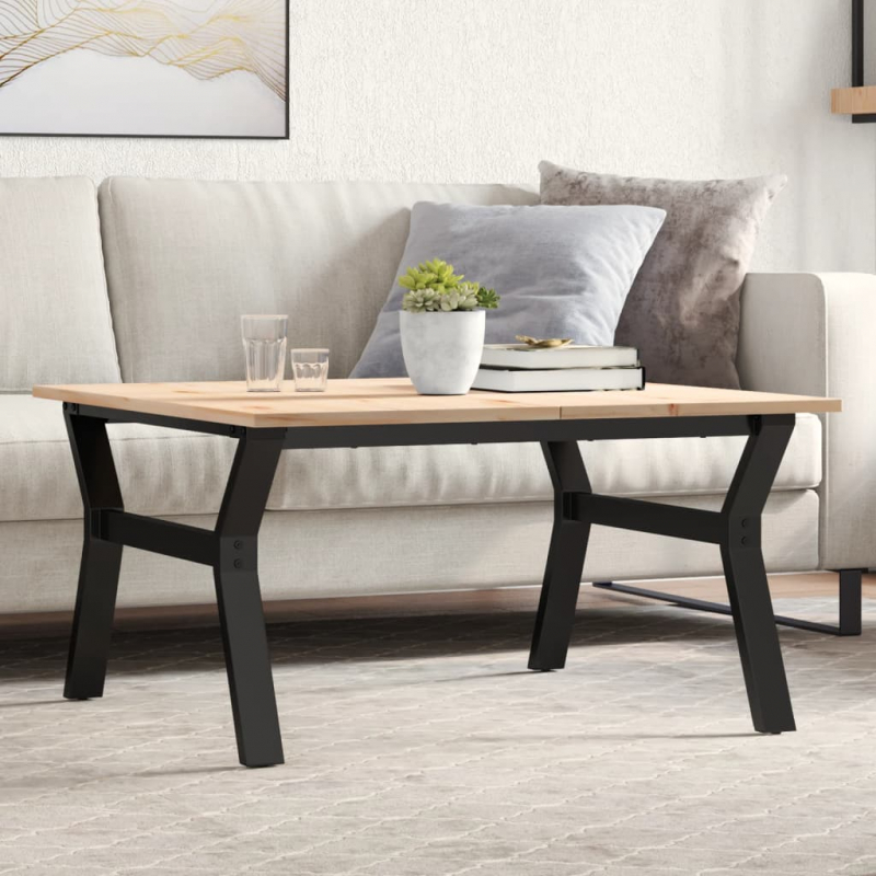 Couchtisch Y-Gestell 90x90x45cm Massivholz Kiefer und Stahl