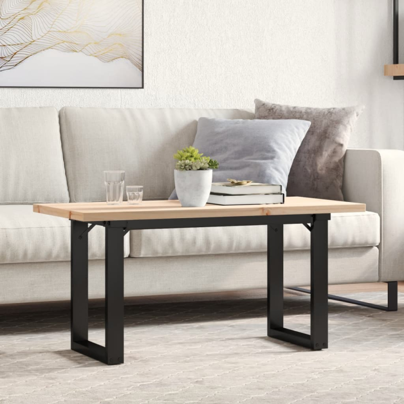 Couchtisch O-Gestell 90x40x45,5cm Massivholz Kiefer & Stahl