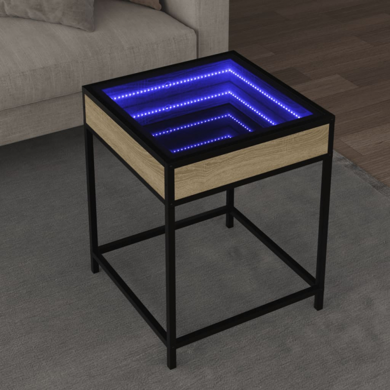 Couchtisch mit Infinity-LED Sonoma-Eiche 40x40x51 cm