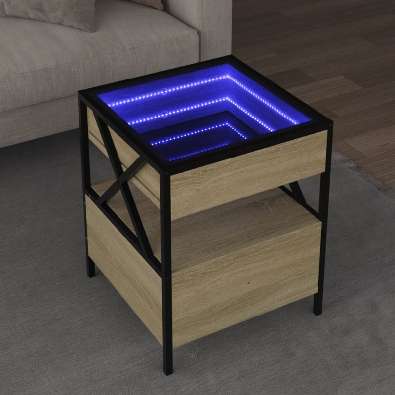 Couchtisch mit Infinity-LED Sonoma-Eiche 40x40x51 cm