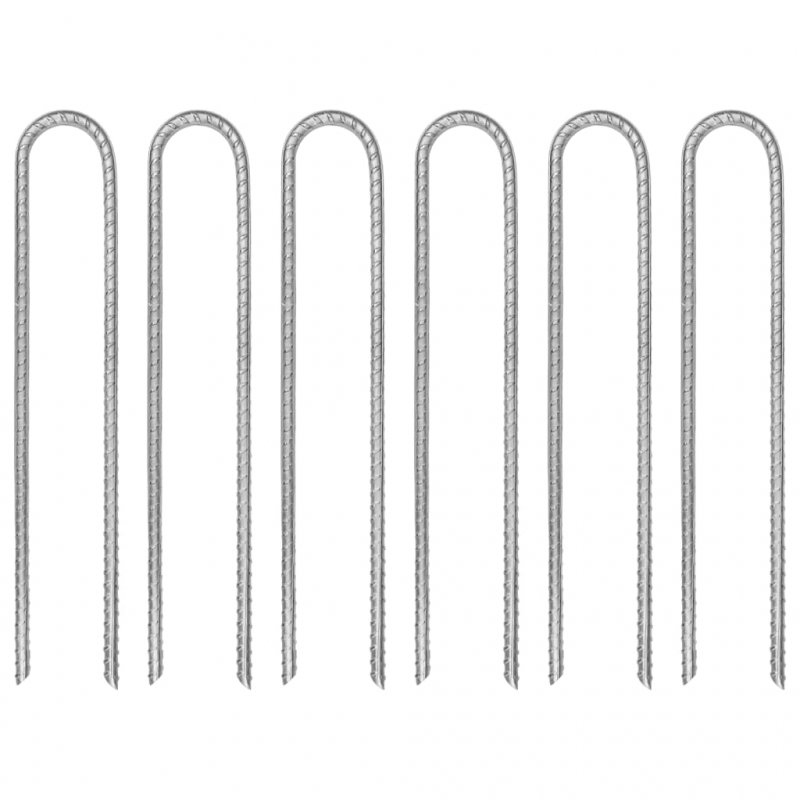 Zeltheringe 6 Stk. U-Form 30 cm Ø7 mm Verzinkter Stahl