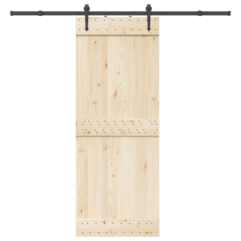 Schiebetürbeschlag-Set 213,5 cm Stahl Schwarz