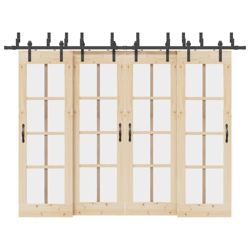 Schiebetürbeschlag-Set 305 cm Stahl Schwarz