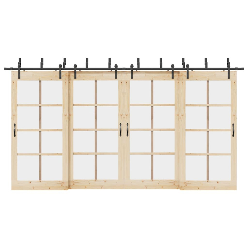 Schiebetürbeschlag-Set 427 cm Stahl Schwarz