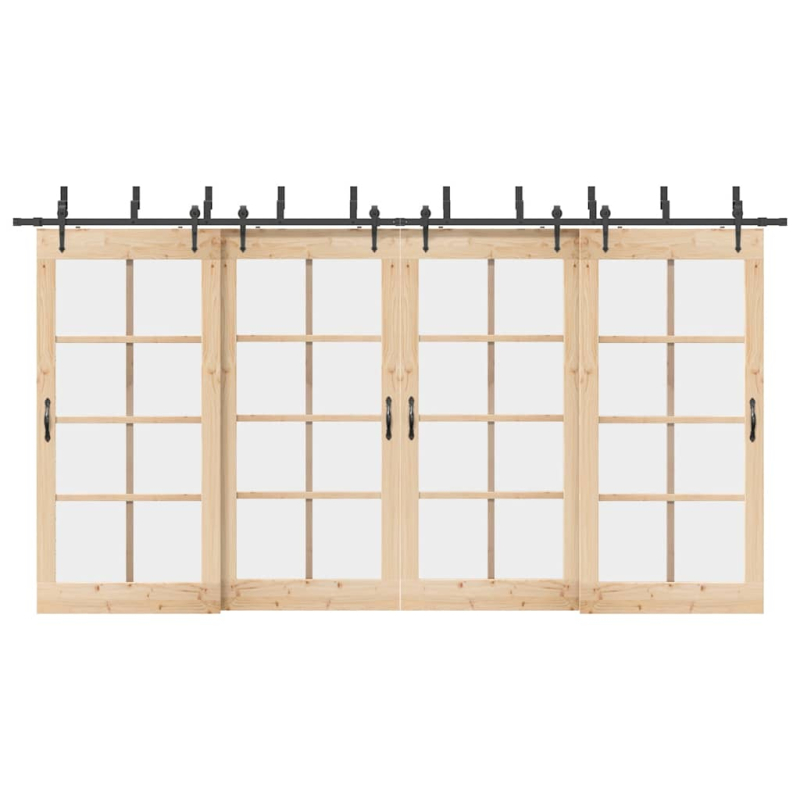 Schiebetürbeschlag-Set 427 cm Stahl Schwarz