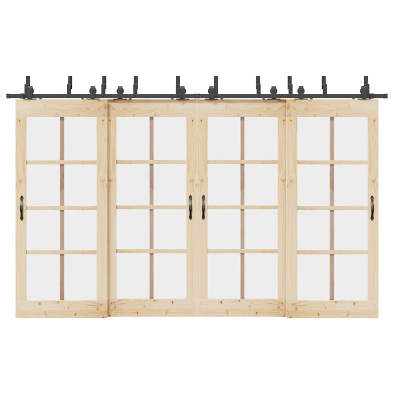 Schiebetürbeschlag-Set 366 cm Stahl Schwarz