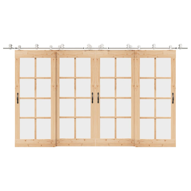 Schiebetür-Beschlagsatz 200 cm Edelstahl Silbern