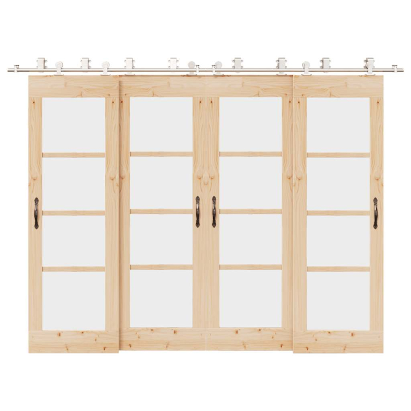 Schiebetür-Beschlagsatz 366 cm Edelstahl Silbern